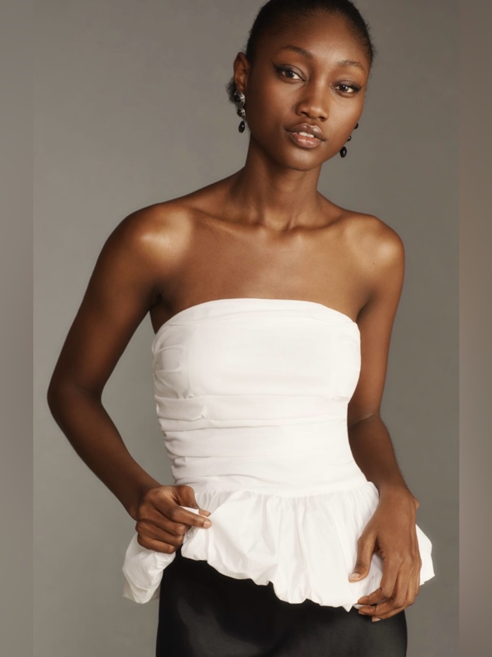 Anthropologie Maeve Strapless Drop-Waist Bubble Top size L